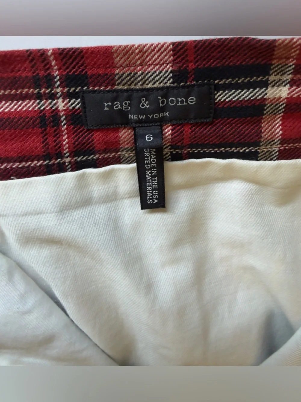 Rag & Bone Red Plaid Mini Skirt Size 6 - Picture 3 of 4